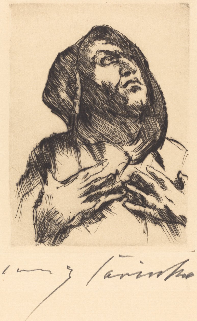 Monnik die Omhoog Kijkt door Lovis Corinth