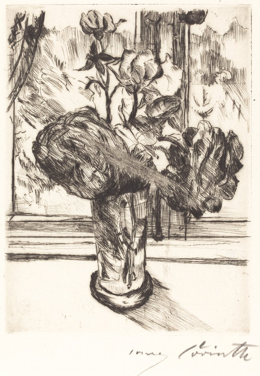 Rosen in einem Wasserglas, 1916 door Lovis Corinth