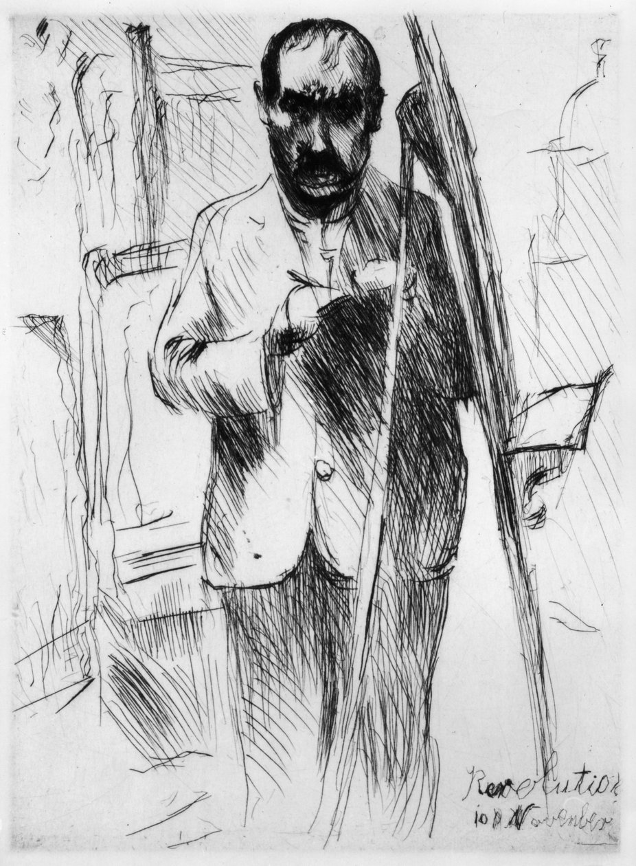 Zelfportret aan de schildersezel door Lovis Corinth