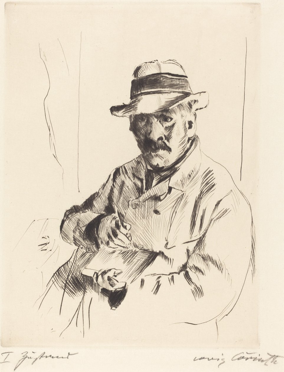 Zelfportret in een Strohoed door Lovis Corinth