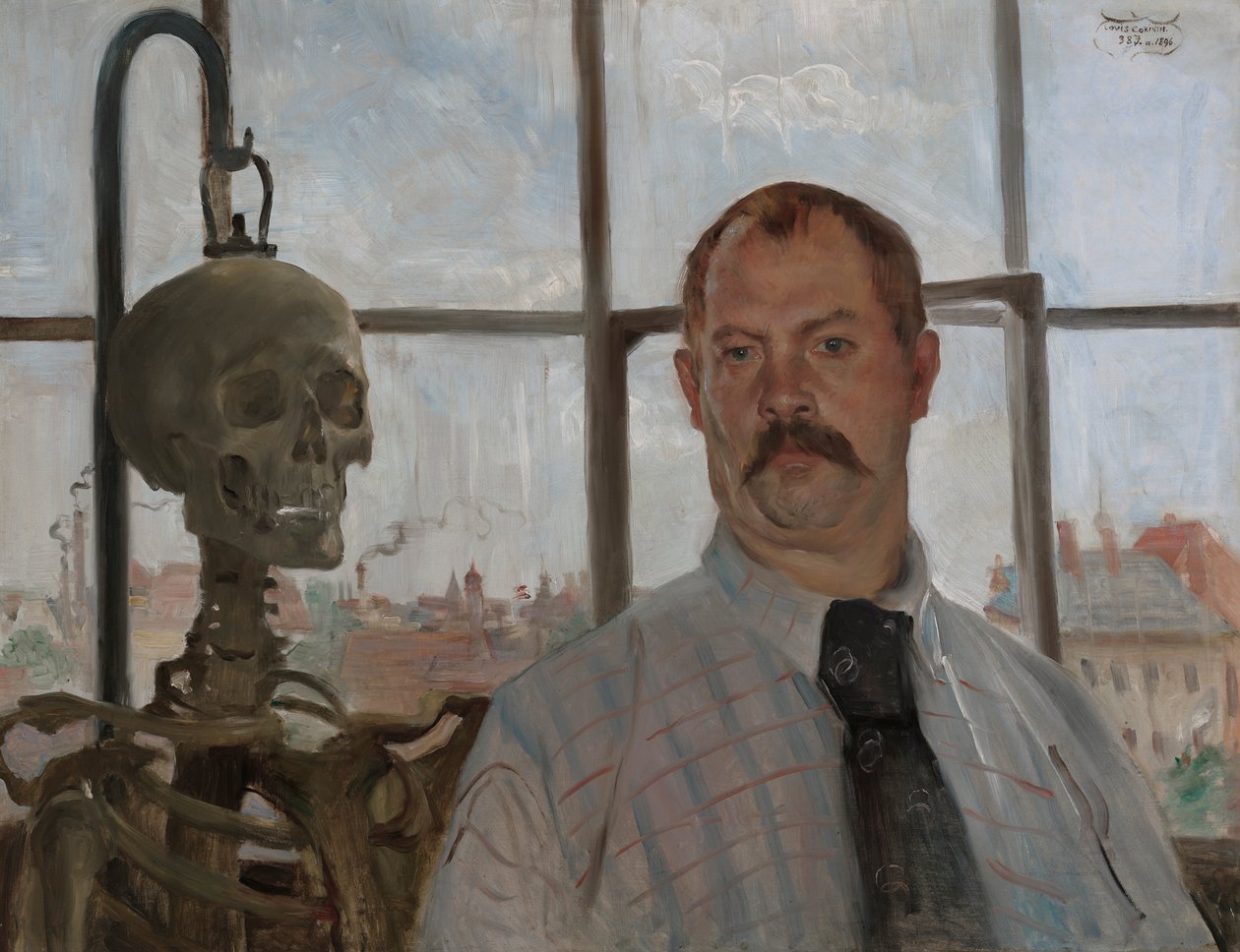 Zelfportret met skelet door Lovis Corinth