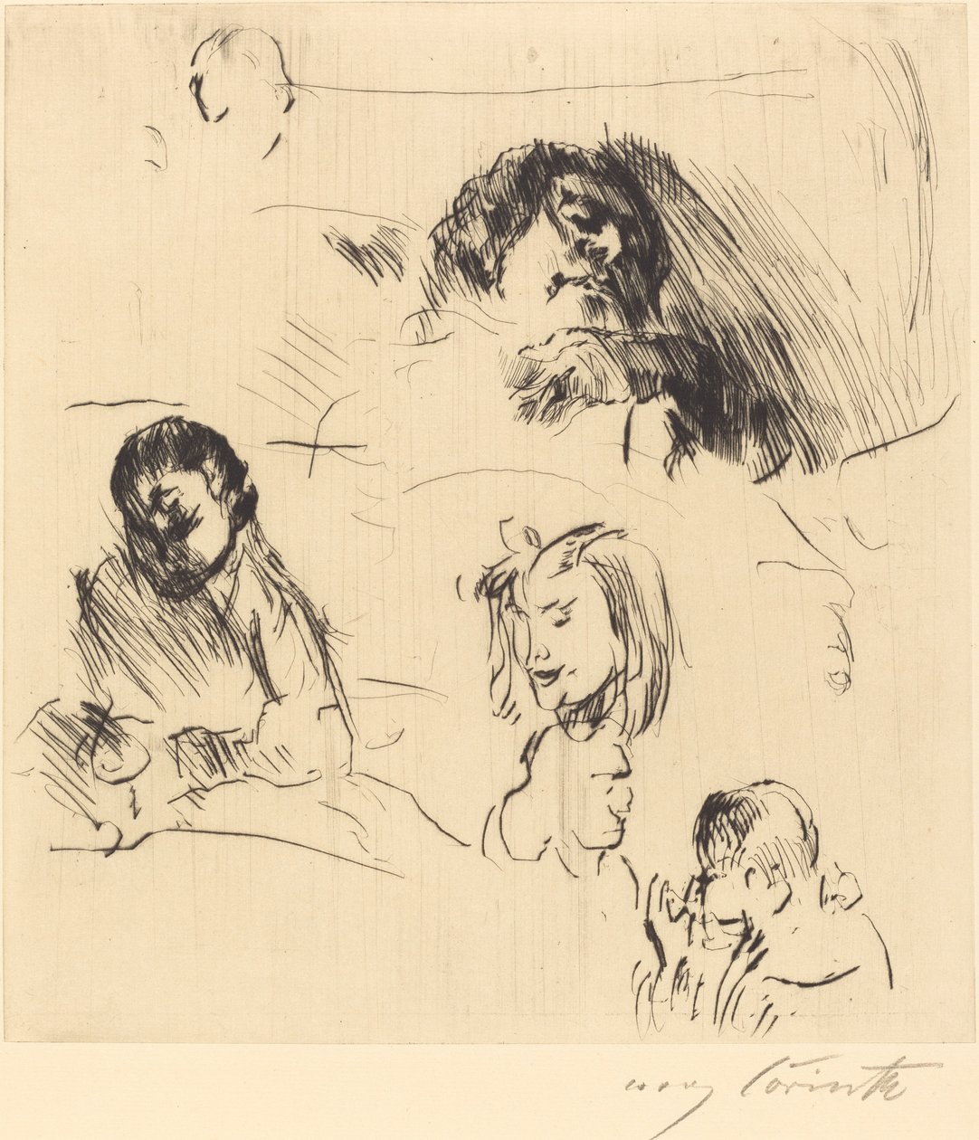 Verschiedene Bilnisstudien Portretschetsen, 1920 door Lovis Corinth