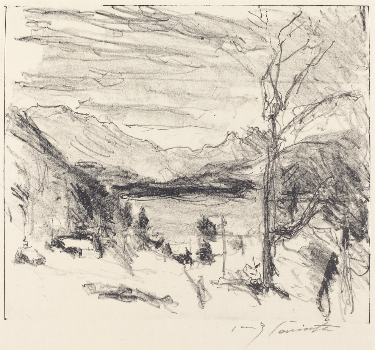 Walchensee in Mist door Lovis Corinth