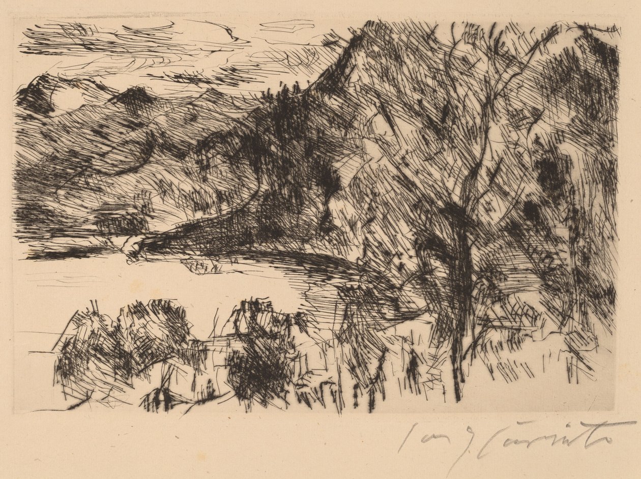 Walchensee met Jochberg, 1923 door Lovis Corinth
