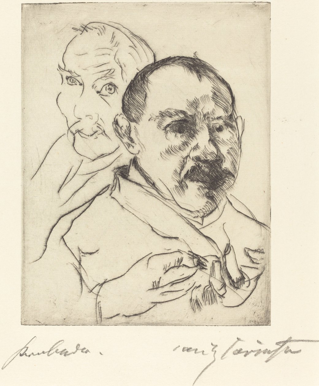 Zwei Männliche Studienköpfe, 1915 door Lovis Corinth