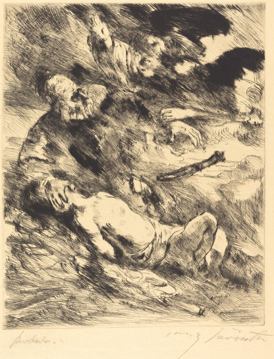 Het Offer van Isaac door Lovis Corinth after Rembrandt van Rijn