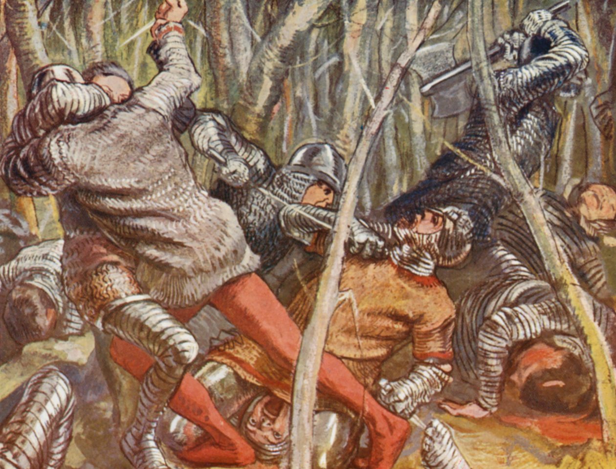 Illustratie voor verhalen van Guy of Warwick (kleurenlitho) door Lowes Dalbiac Luard