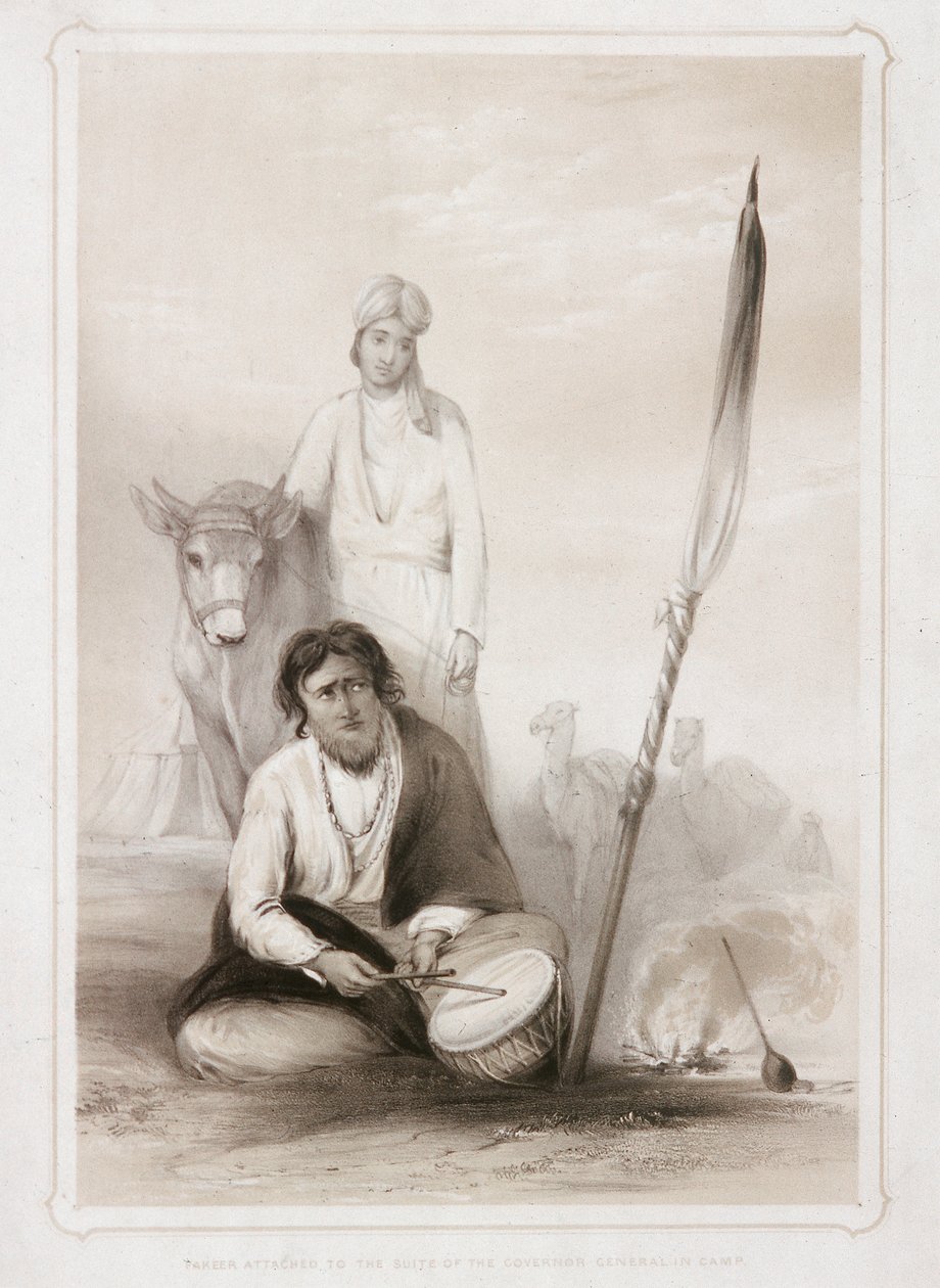 Fakeer toegevoegd aan de suite van de gouverneur-generaal in het kamp, 1844 door Lowes Dickinson