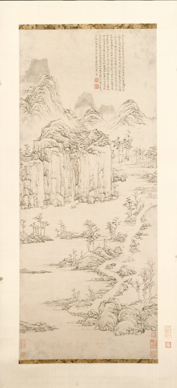Daoïstische retraite in berg en stroom (Landschap naar Ni Zan [1301–1374]) door Lu Zhi
