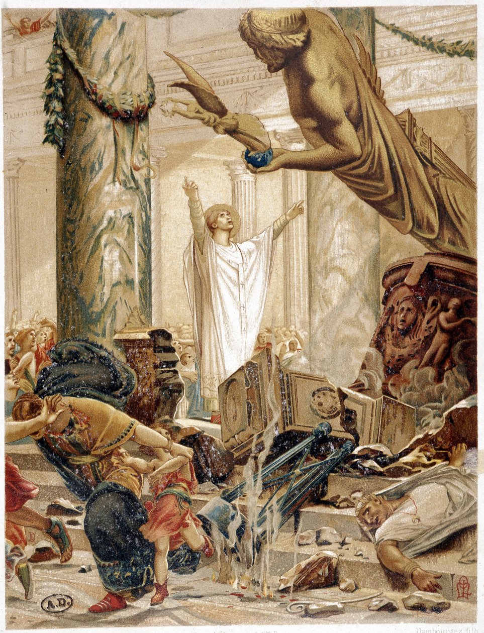Sint-Maarten vernietigt de afgoden van het heidendom, naar schilderij door Merson door Luc Oliver Merson
