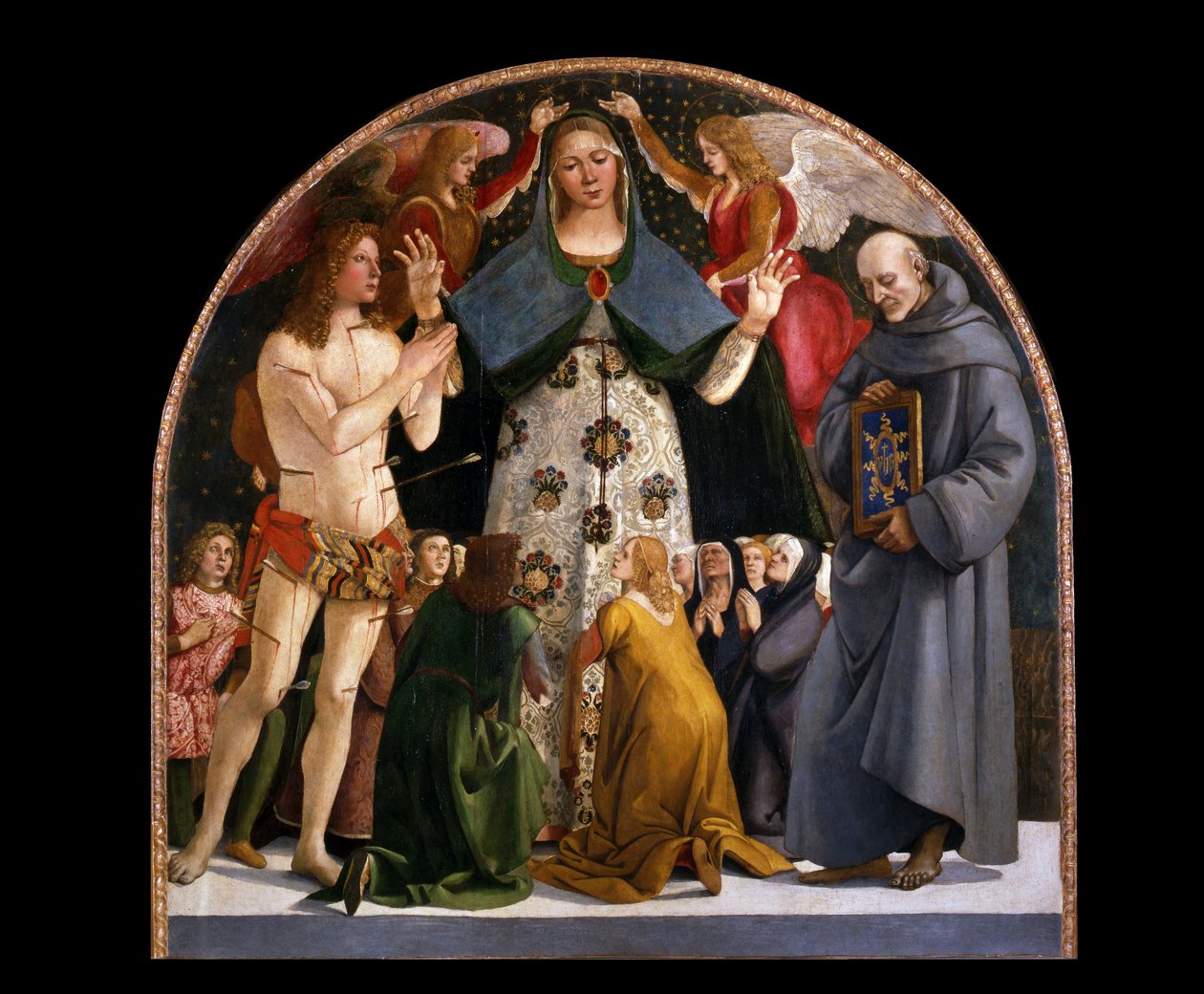 Madonna van Barmhartigheid en de Heiligen Sebastiaan en Bernardino da Siena door Luca Signorelli