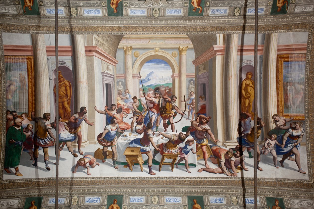 Het verhaal van Odysseus (de terugkeer), plafond van Salone Cambiaso door Luca Cambiaso