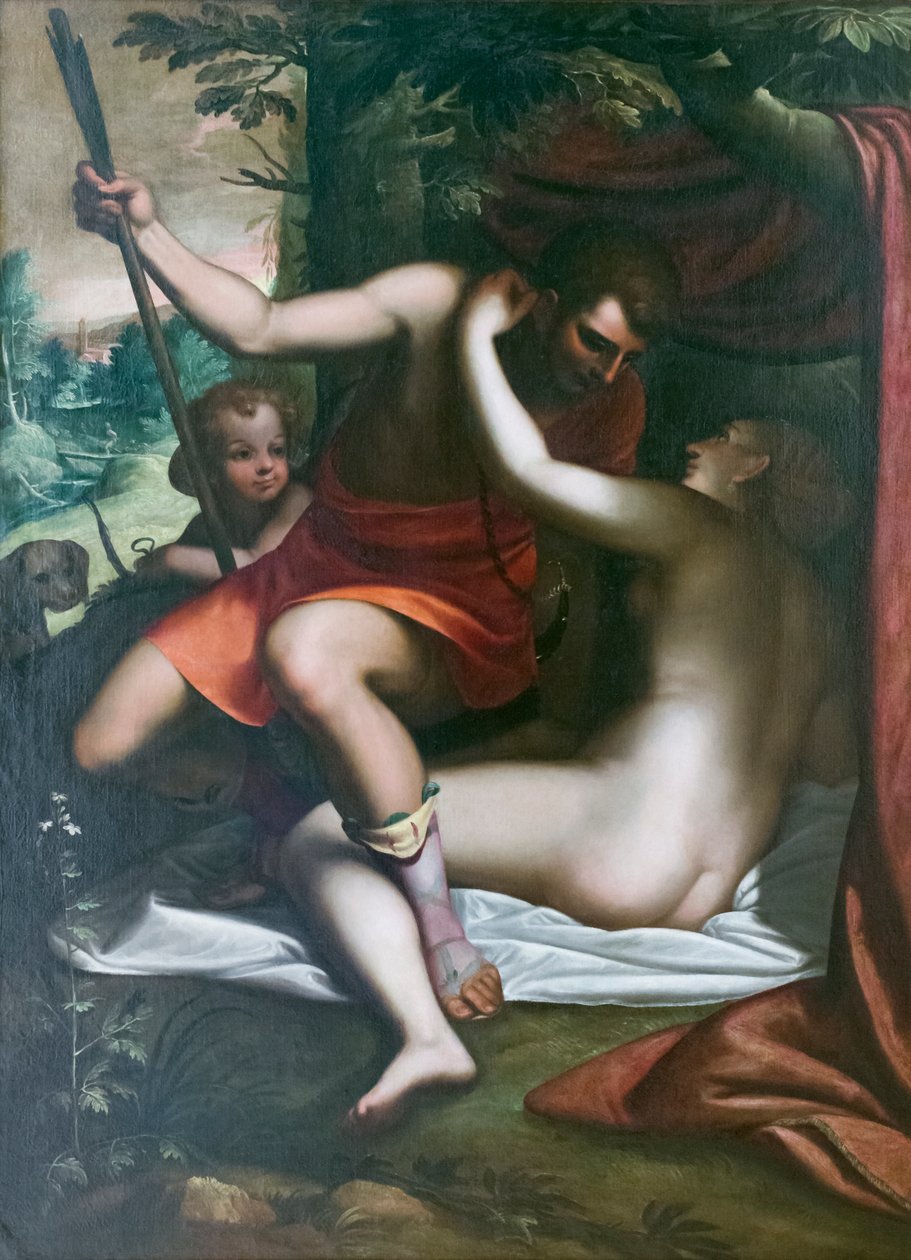 Venus en Adonis door Luca Cambiaso