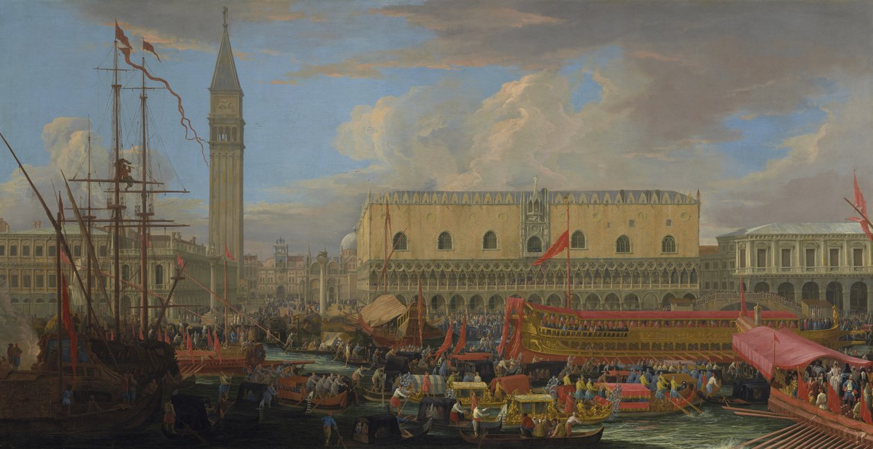 De Bucintoro Vertrekt uit het Bacino di San Marco, 1710 door Luca Carlevaris