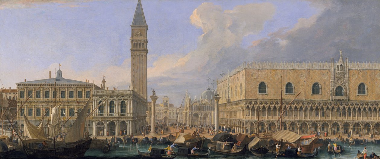 De Molo, Venetië, vanaf het Bacino di San Marco door Luca Carlevaris