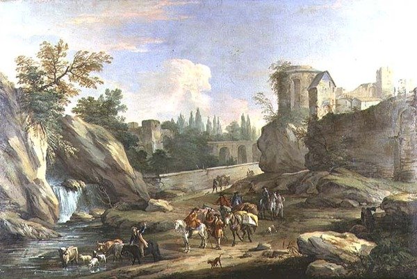 Reizigers in de Campagna door Luca Carlevaris