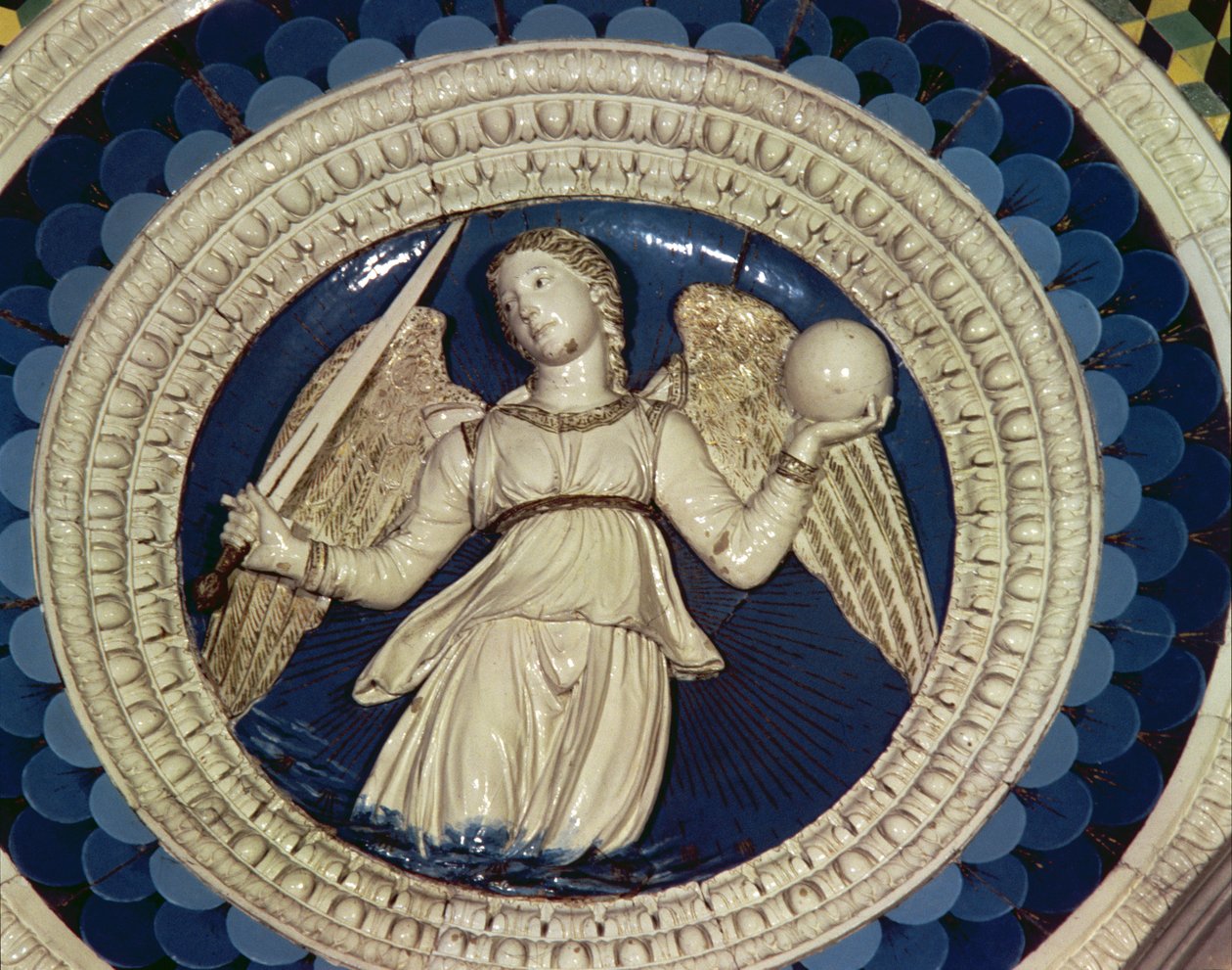 Gerechtigheid, rondel van het graf van de kardinaal van Portugal, 1460
