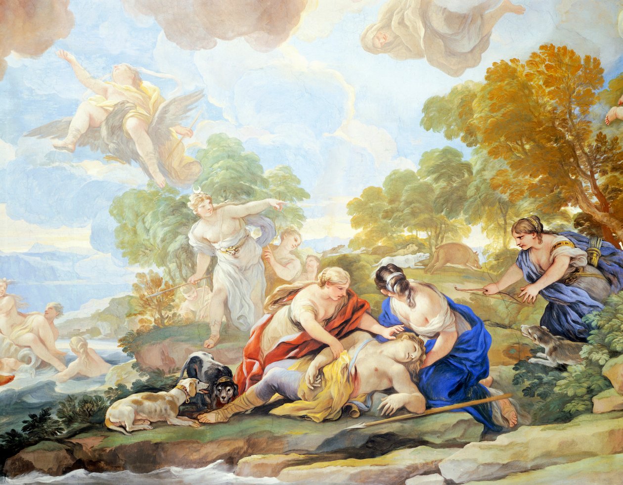 Dood van Adonis (detail) door Luca Giordano