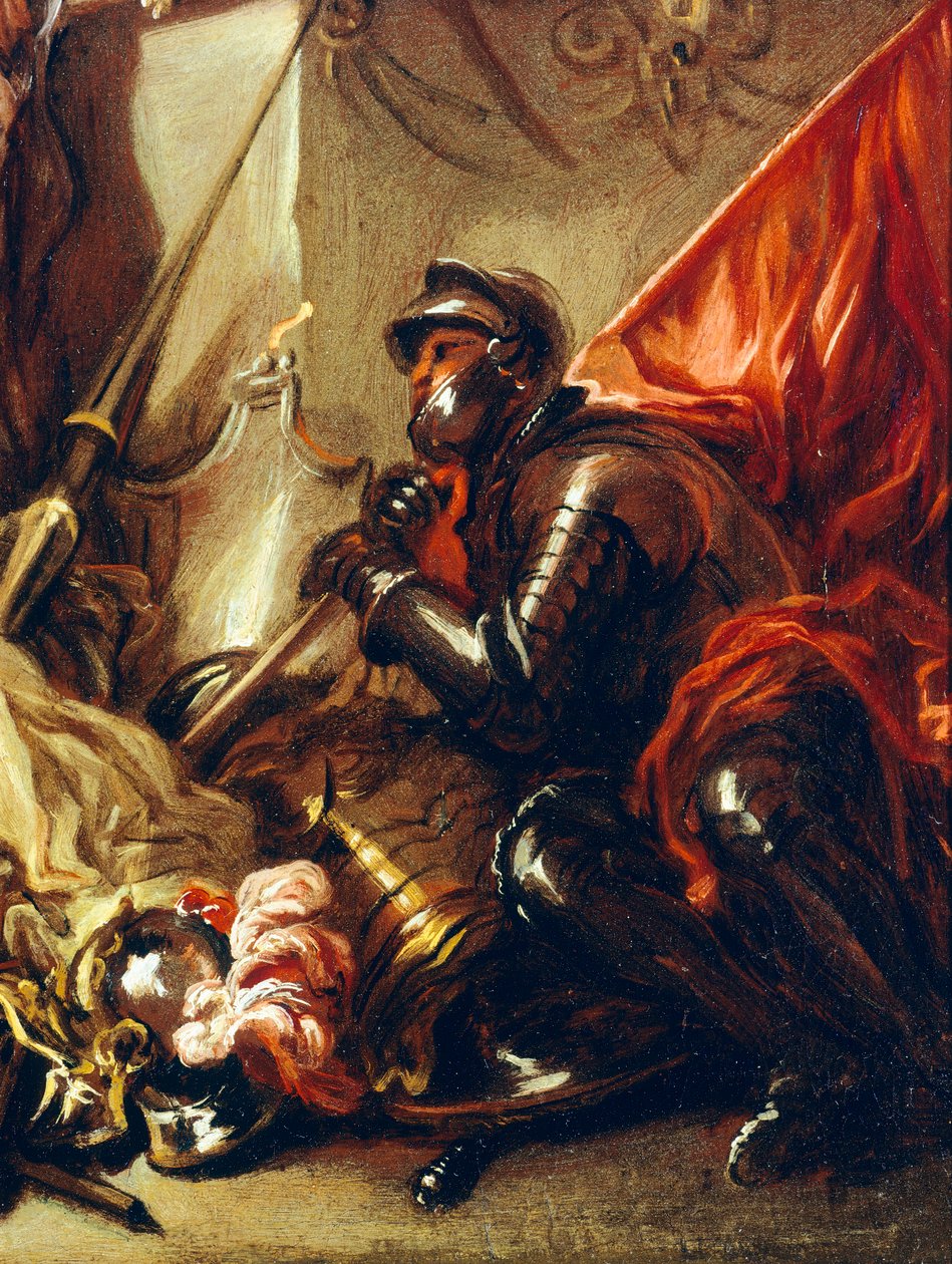 Soldaat met banier (detail) door Luca Giordano