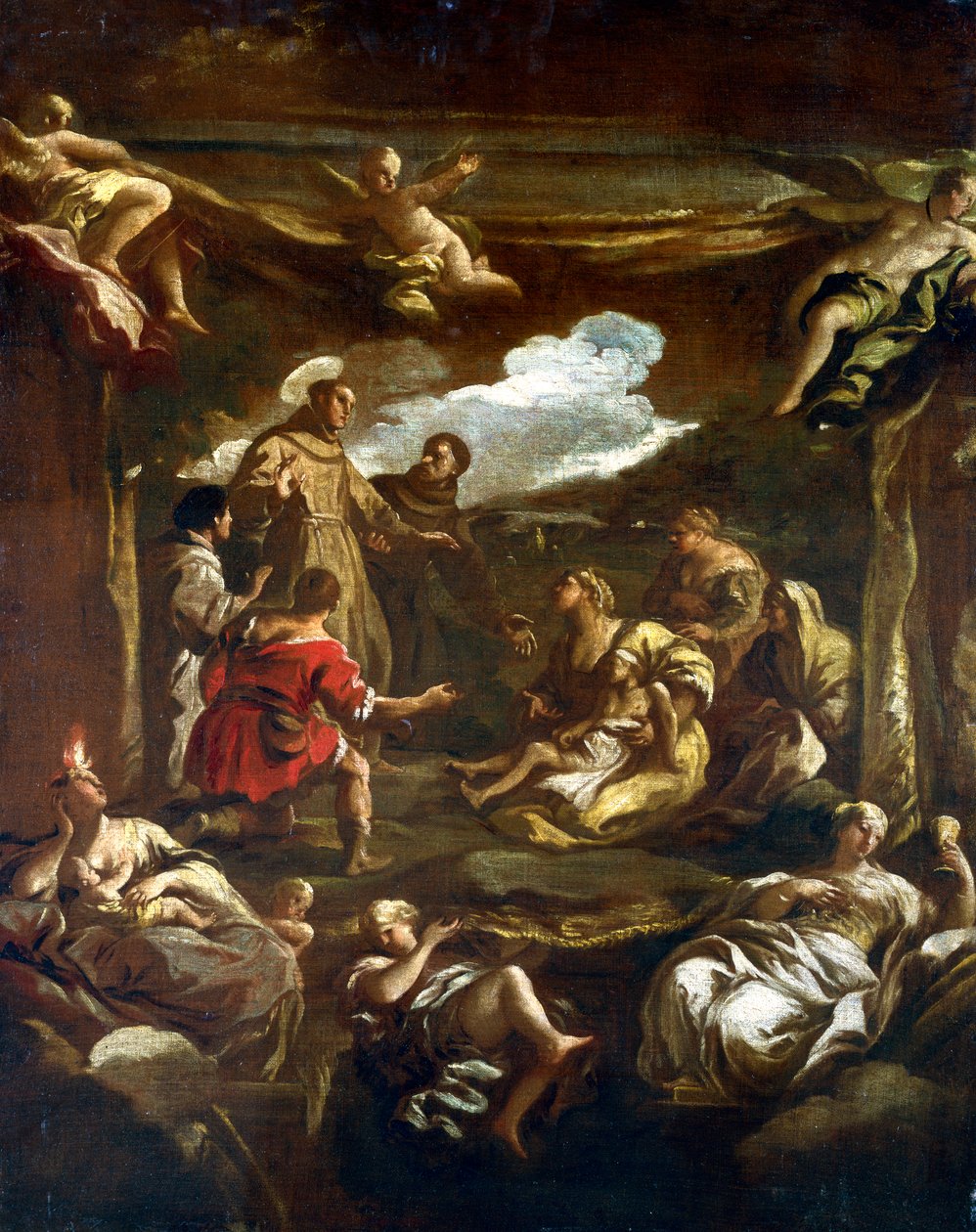 Sint Antonius van Padua geneest een jonge man, ca. 1654-1705 door Luca Giordano