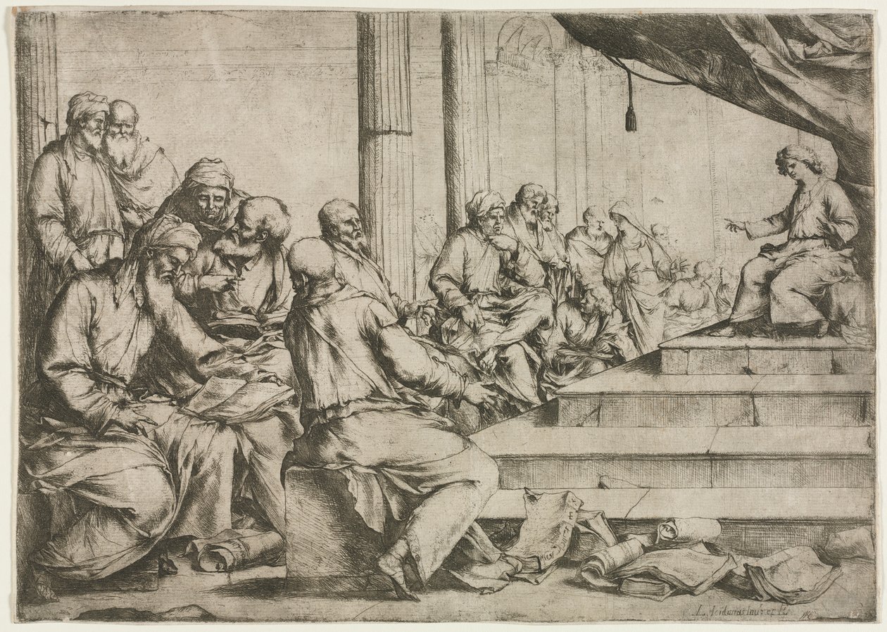 De jonge Christus die onderwijst in de tempel, c. 1653 door Luca Giordano