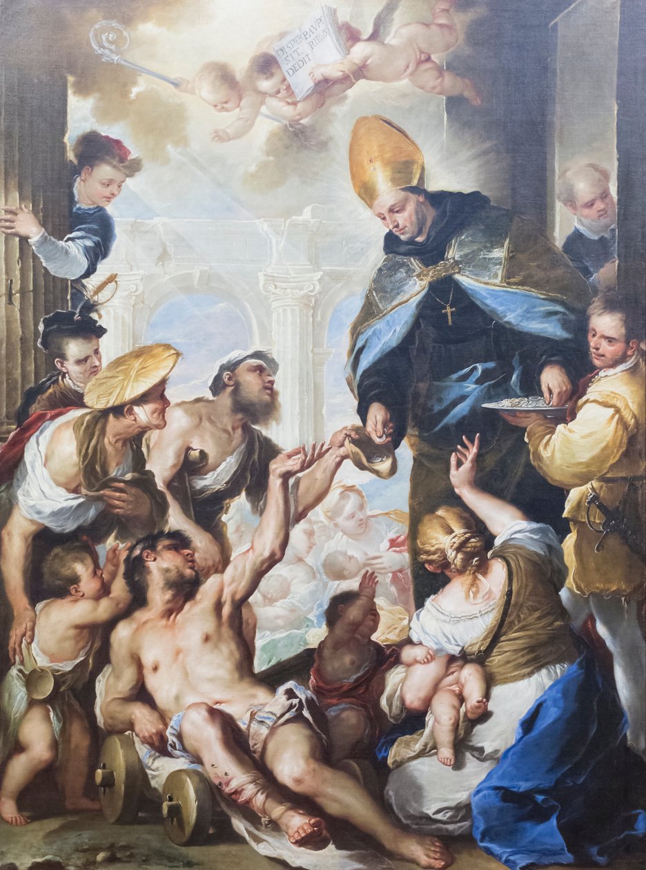 De aalmoezen van Sint Thomas van Villanova door Luca Giordano