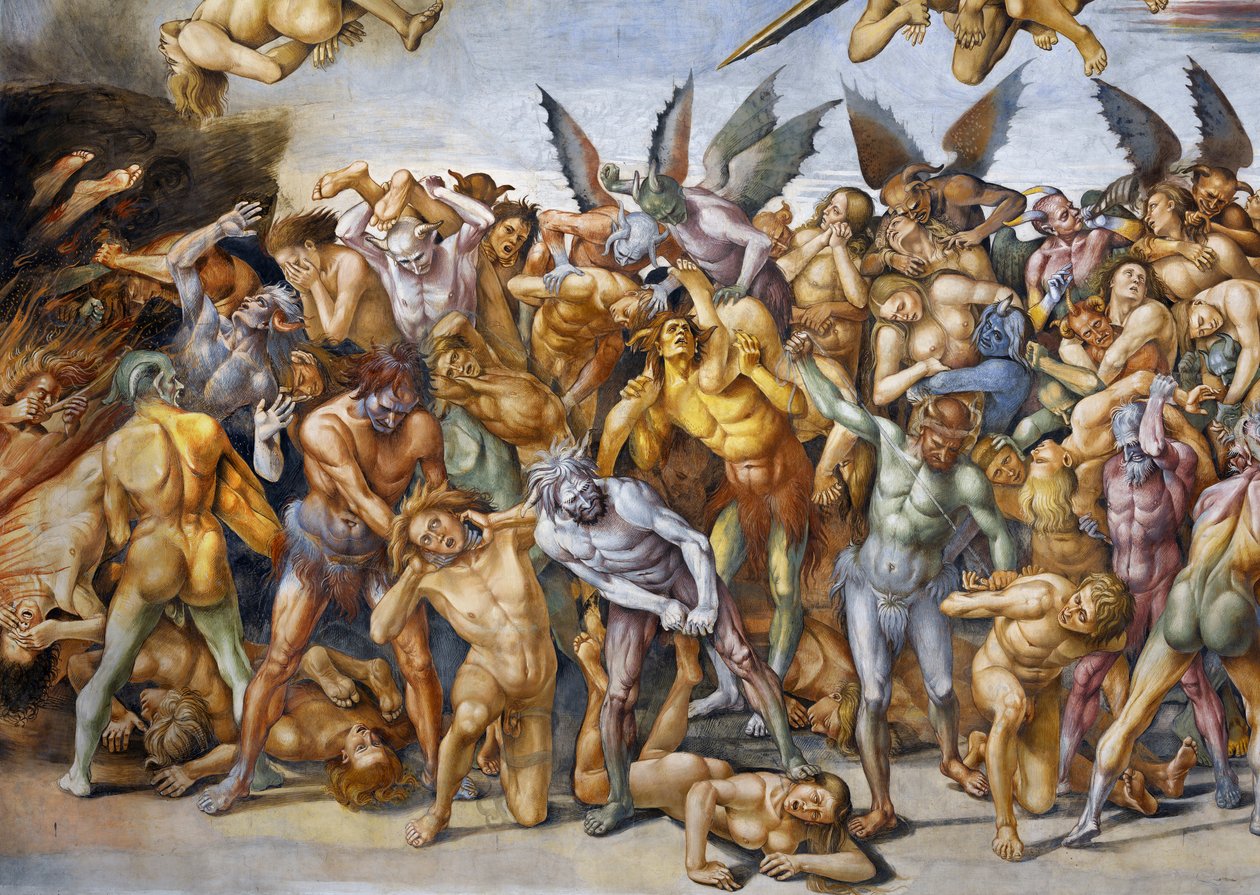 Verdoemden in de hel, uit Laatste Oordeel fresco cyclus door Luca Signorelli