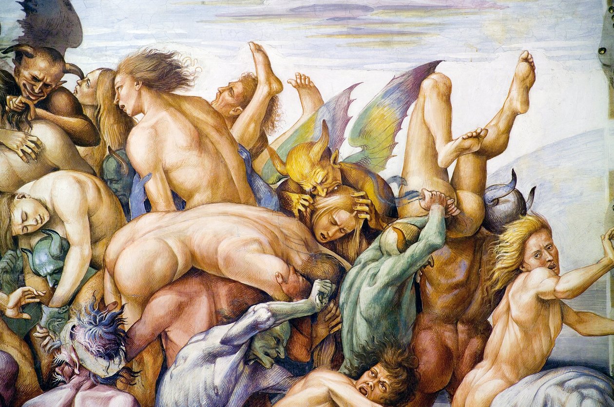 Verdoemden in de hel, uit Laatste Oordeel fresco cyclus door Luca Signorelli