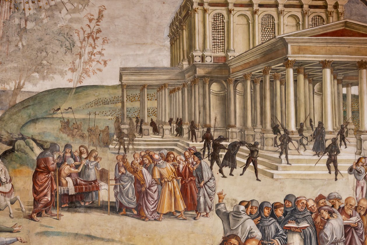 Prediking en de daden van de Antichrist (detail) door Luca Signorelli