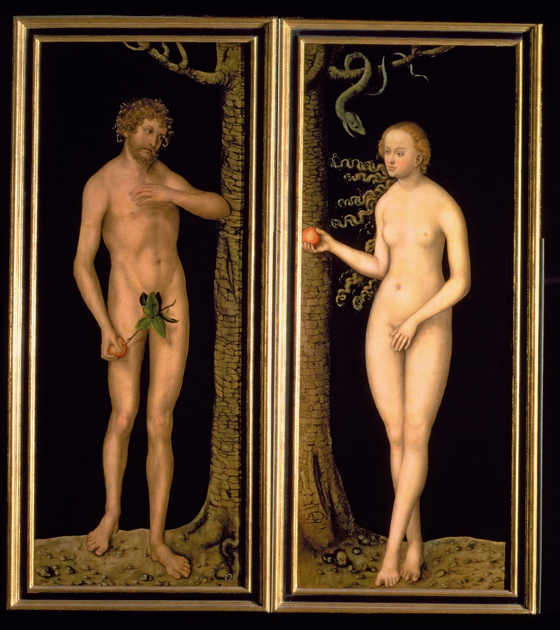 Adam en Eva, 1537 door Lucas Cranach the Elder