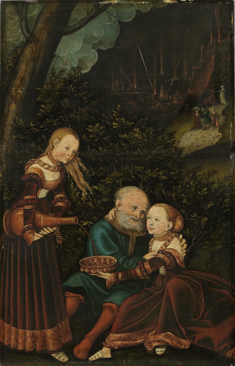 Lot en zijn dochters door Lucas Cranach the Elder