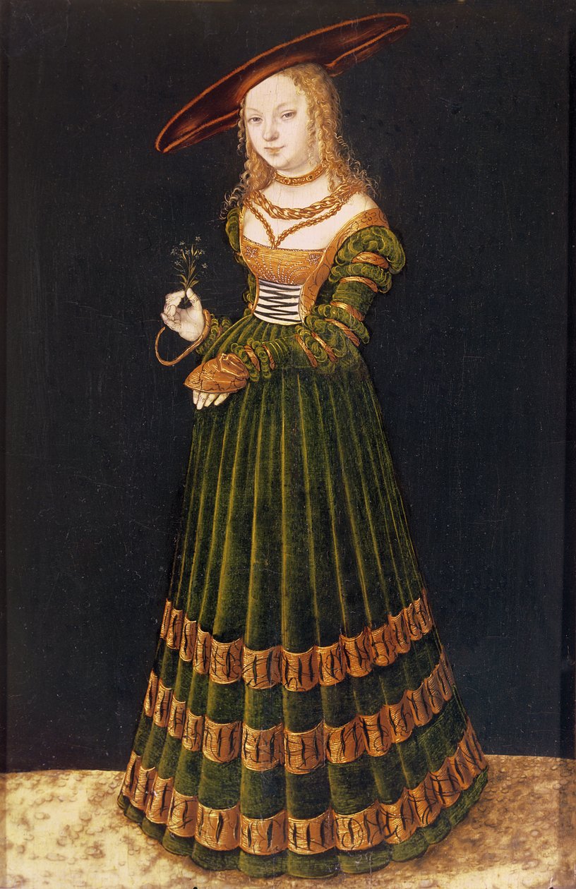 Jong meisje met bloemen, 1526 door Lucas Cranach the Elder