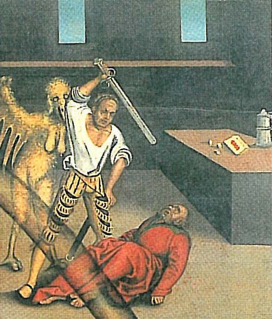 De Tien Geboden Vijfde Gebod (detail) door Lucas Cranach the Elder