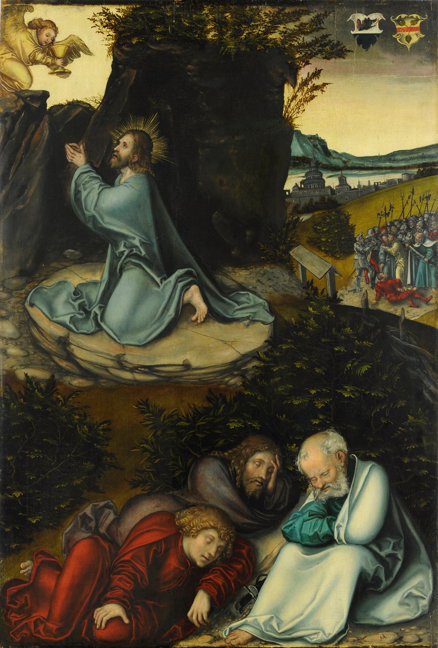 De Tuin van Gethsemane / Christus op de Olijfberg door Lucas Cranach the Elder