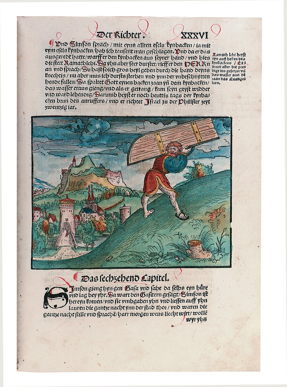 Illustratie uit het Oude Testament, deel II, Jozua - Esther, uit de Bijbel, vertaald door Martin Luther, Wittenberg, 1524 door Lucas Cranach