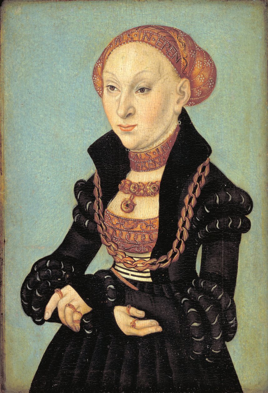 Portret van de keurvorstin Sibyl van Saksen (1510-1569) door Lucas Cranach d.Æ.