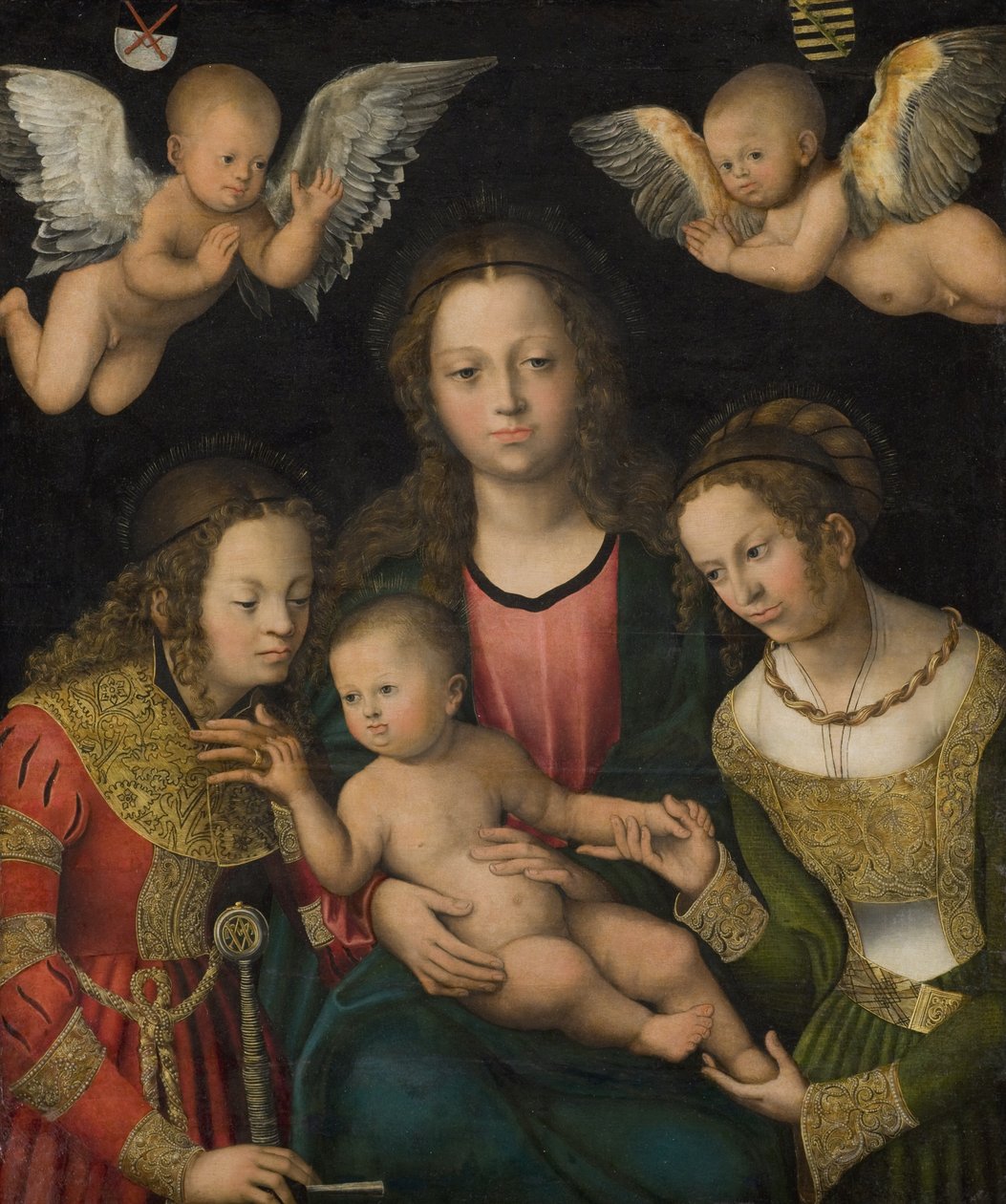 Maagd en Kind met de heiligen Catharina en Barbara door Lucas Cranach d.Æ.