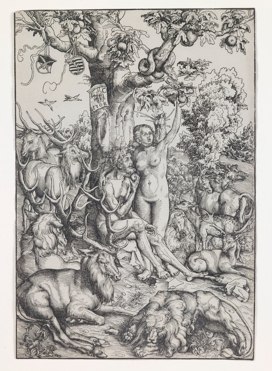 Adam en Eva in het Paradijs door Lucas Cranach the Elder