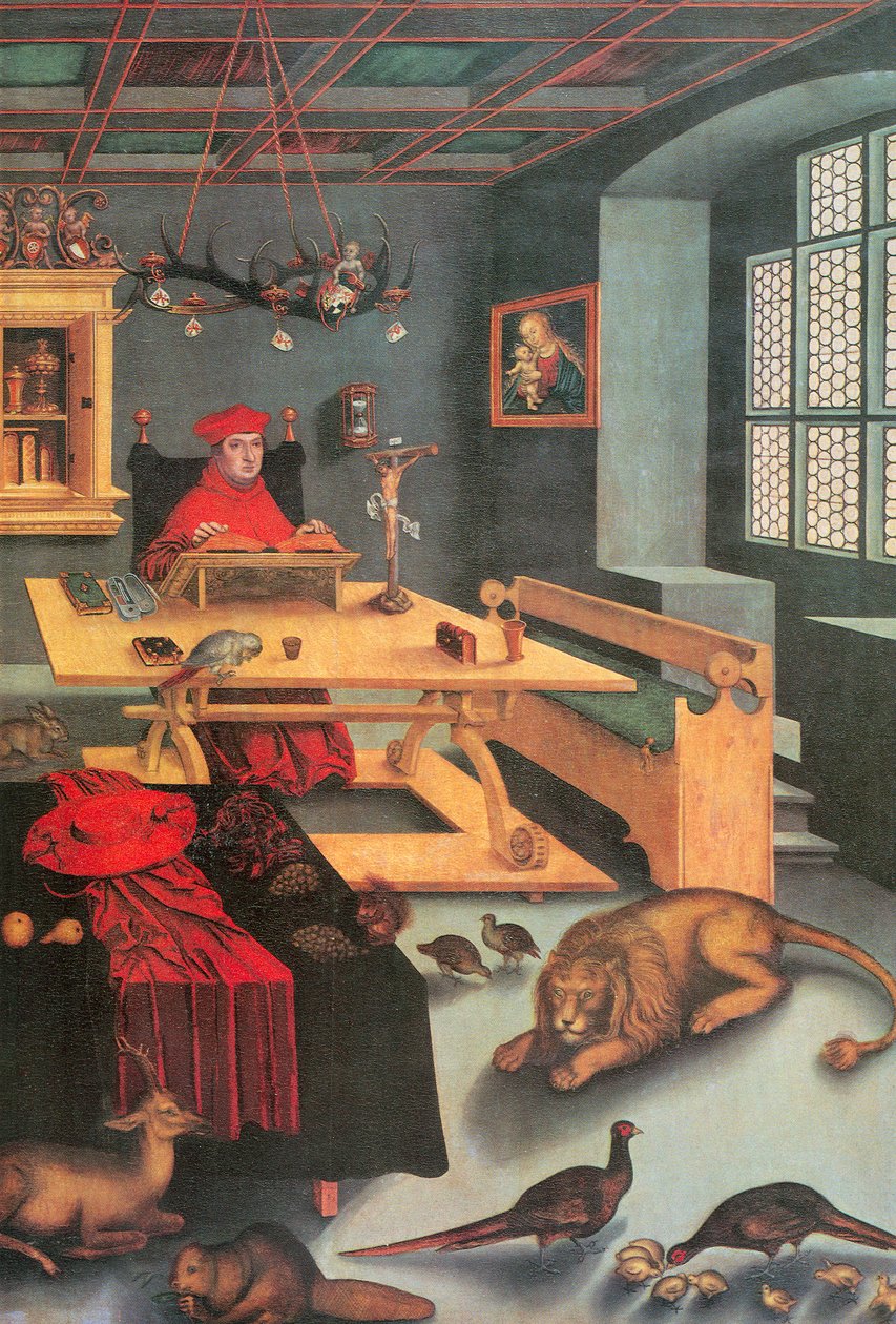Kardinaal Albrecht van Brandenburg als de heilige Hiëronymus door Lucas Cranach the Elder