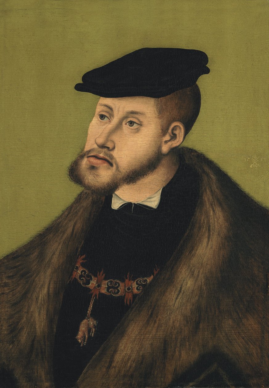 Duits: Bildnis Kaiser Karls V. Portret van keizer Karel V door Lucas Cranach the Elder