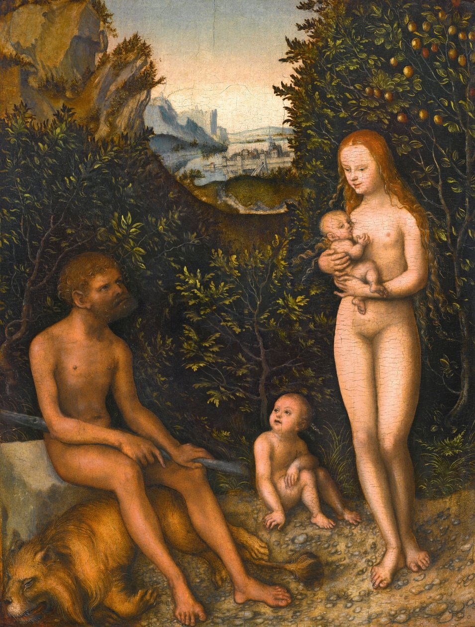 Duits: De familie Faun met gedode leeuw De familie Faun door Lucas Cranach the Elder