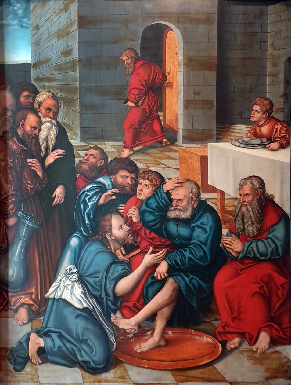 Duits: Die Fußwaschung der Apostel Passiecyclus: Christus wast de voeten van de apostelen door Lucas Cranach the Elder