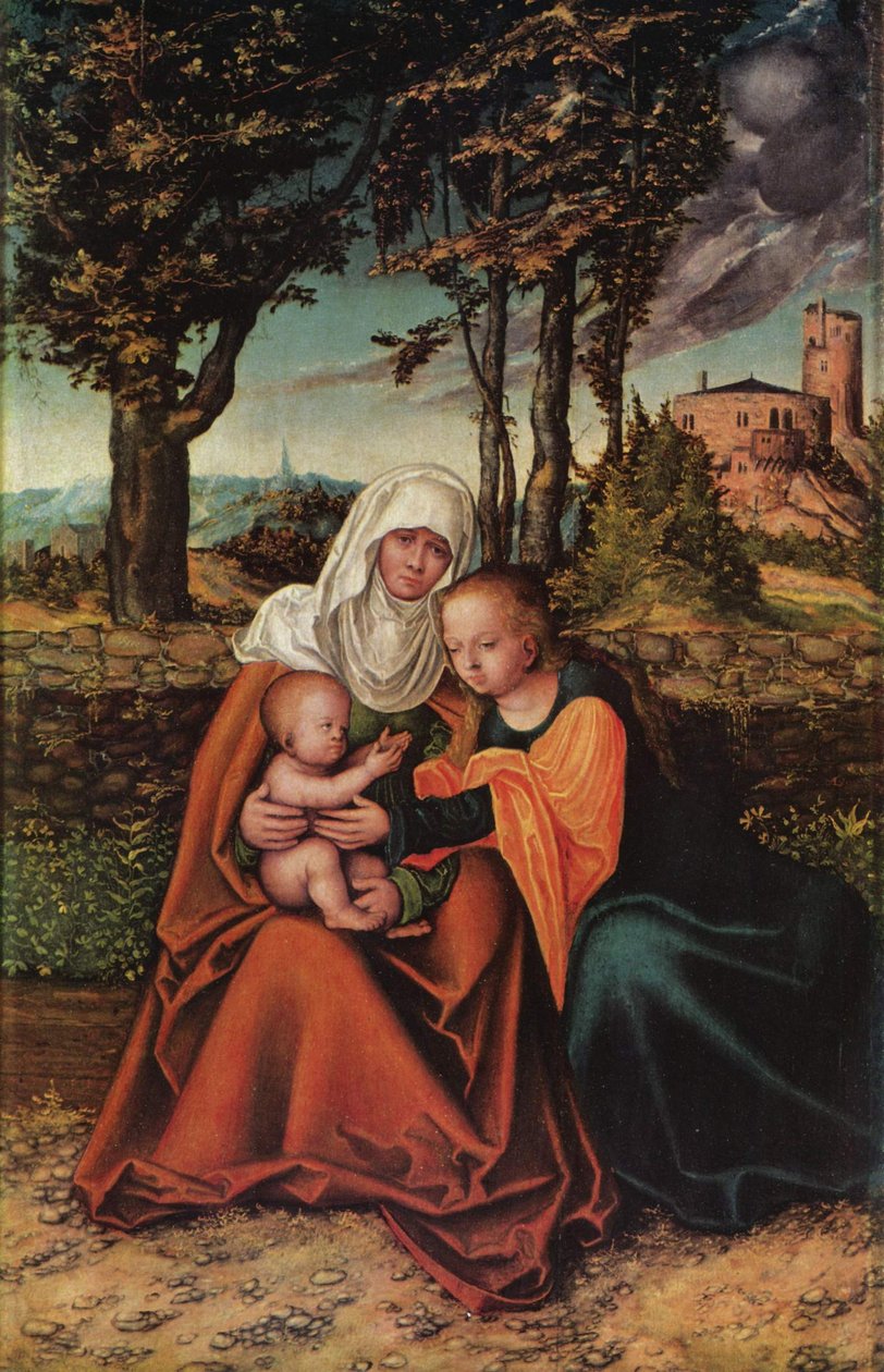 Duits: Hl. Anna Selbdritt De maagd en het kind met de heilige Anna door Lucas Cranach the Elder