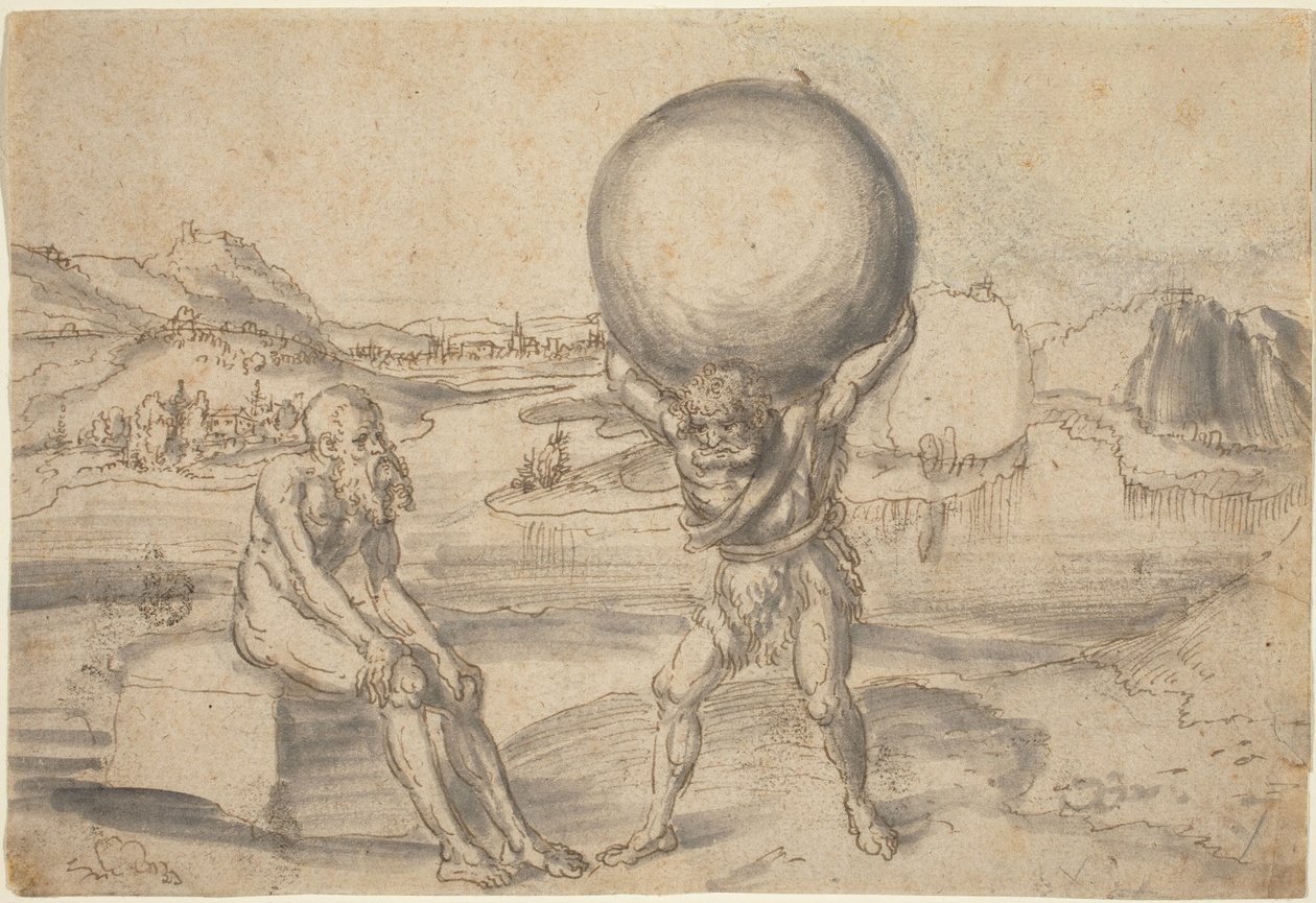 Hercules ontlast Atlas van de wereldbol door Lucas Cranach the Elder