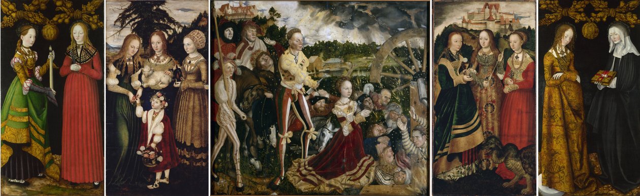 Lucas Cranach de Oudere - Altaarstuk van St. Catherine (Dresden  Londen) door Lucas Cranach the Elder