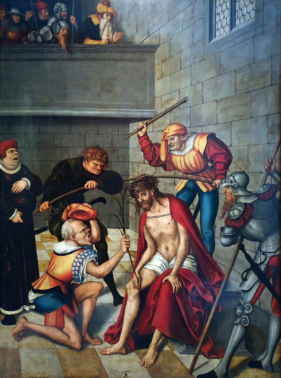 Passiecyclus - Christus wordt gekroond met doornen door Lucas Cranach the Elder