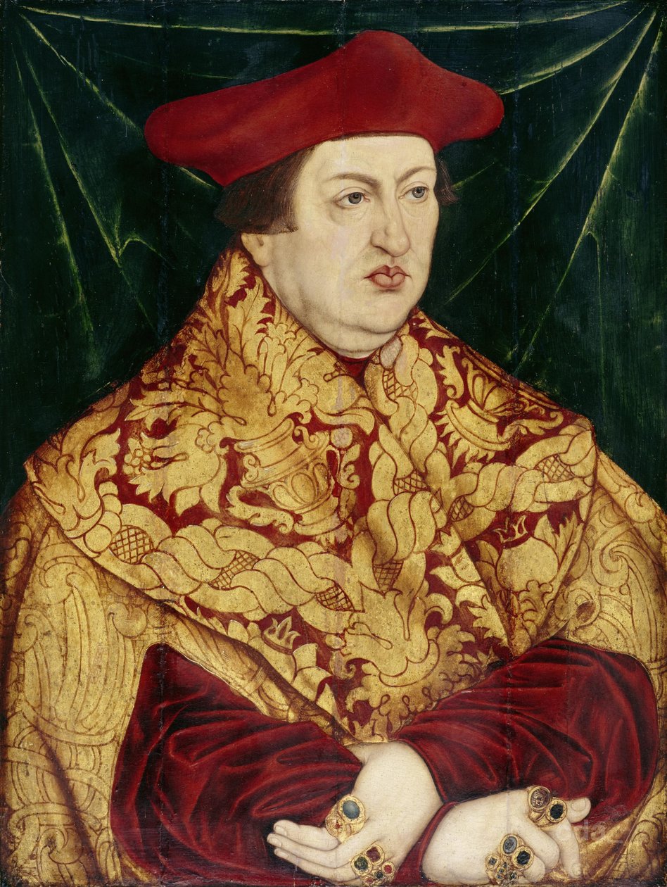 Portret van kardinaal Albrecht van Brandenburg door Lucas Cranach the Elder