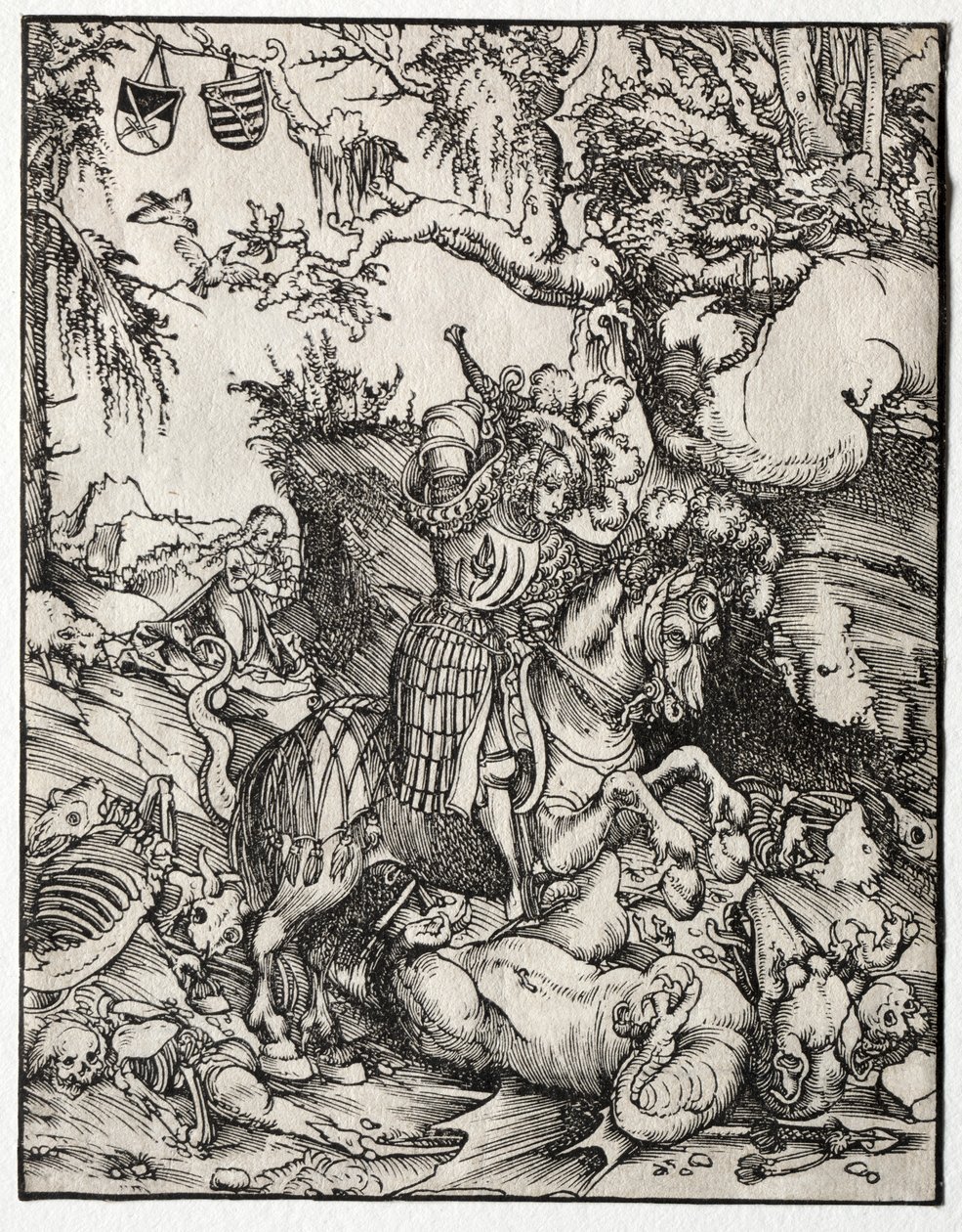 Sint-Joris doodt de draak, 1500s door Lucas Cranach the Elder