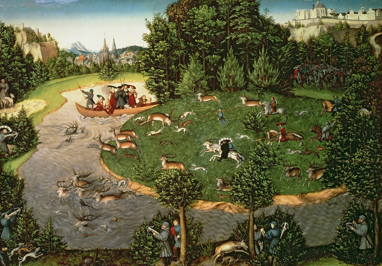Hertenjacht van keurvorst Friedrich III de Wijze, 1529 door Lucas Cranach the Elder