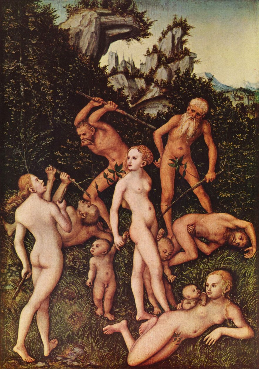 De vruchten van jaloezie (Het einde van het Zilveren Tijdperk) door Lucas Cranach the Elder